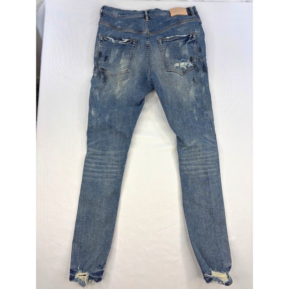 Purple Brand P002 - Worn Mid Indigo Destroy size 32